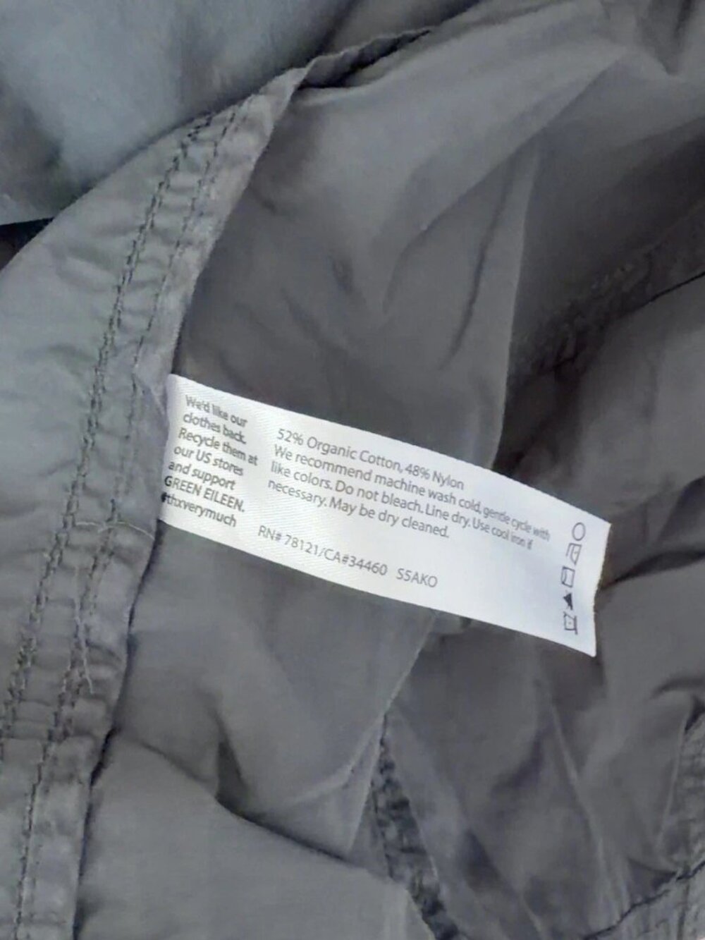Eileen Fisher Gray Hooded Utility Jacket Organic Cotton Nylon Size Medium Womens - Picture 6 of 9
